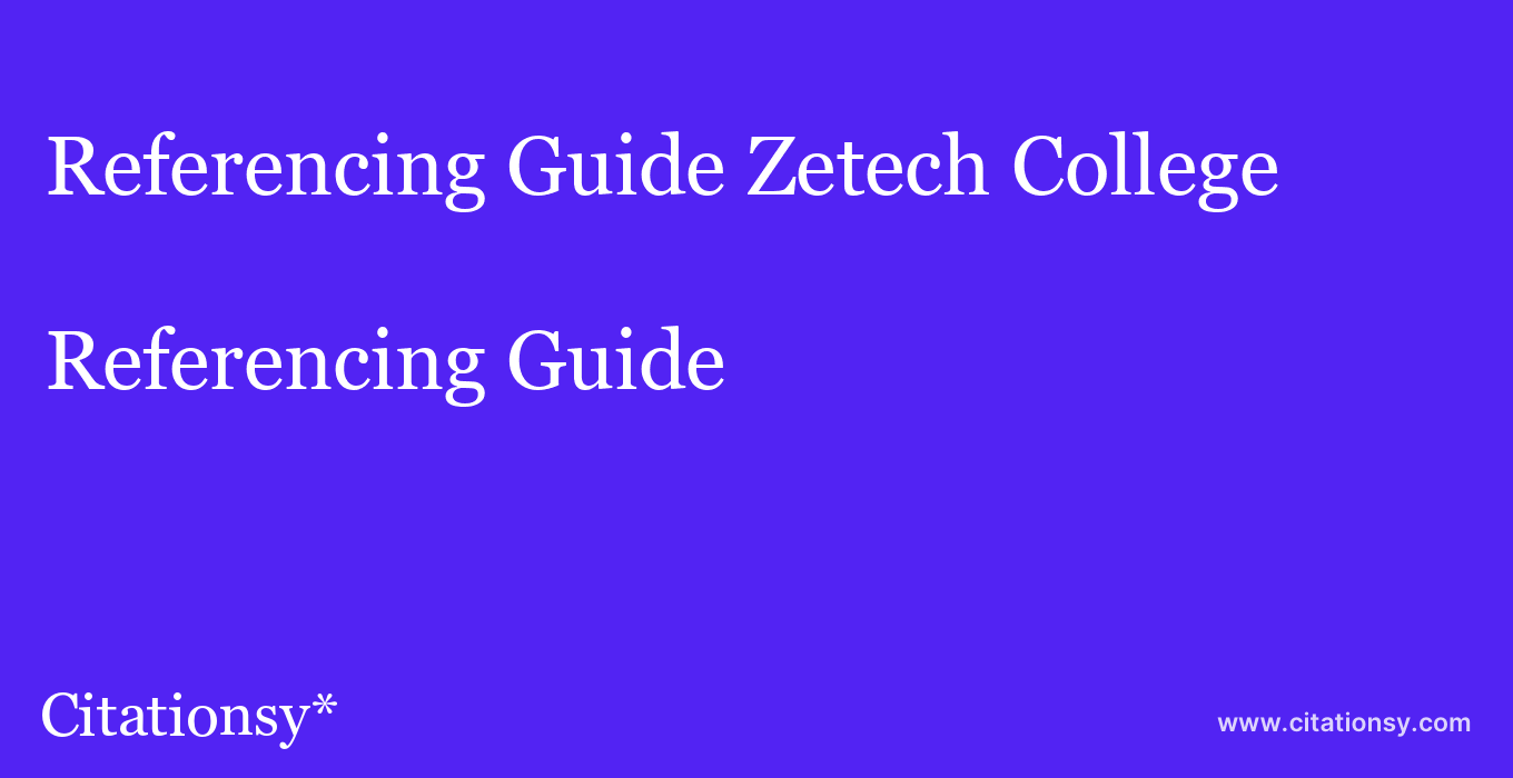 Referencing Guide: Zetech College